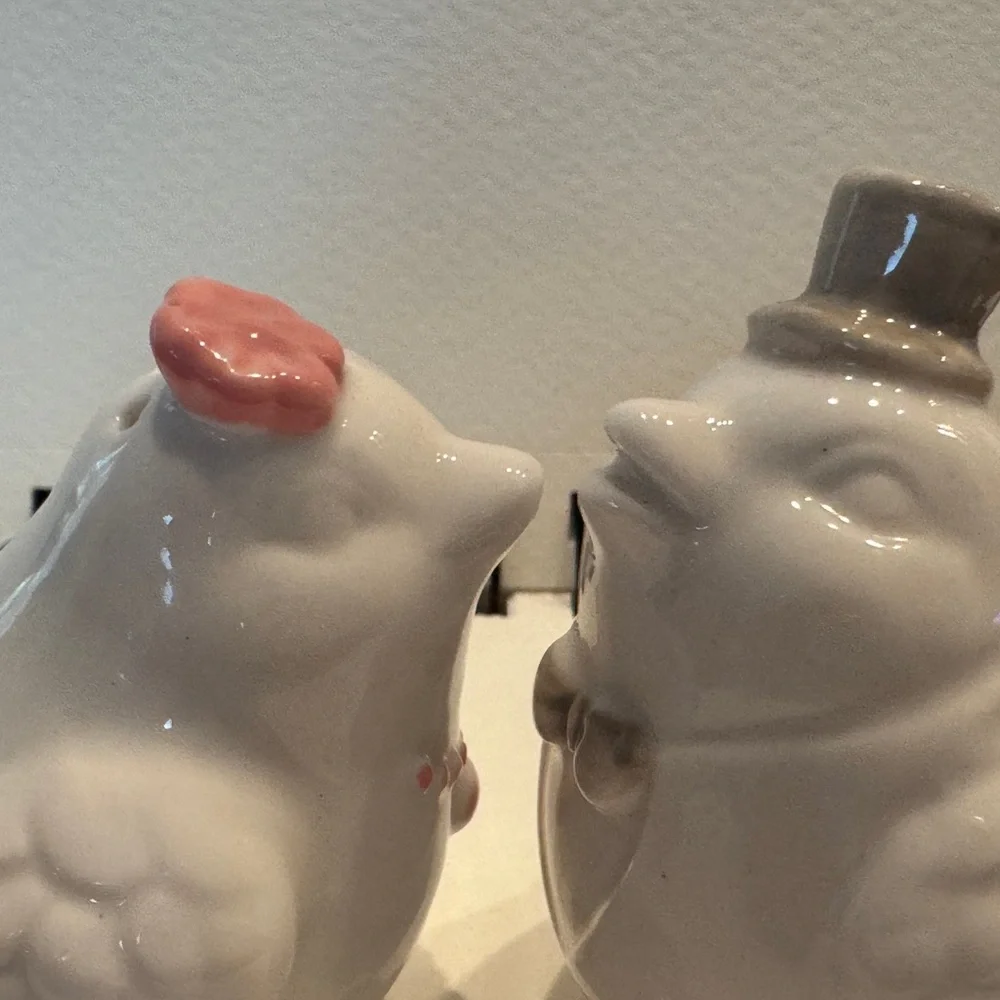 NEW Wedding Bride Groom Salt Pepper Shakers LOVE BIRDS NEW Ceramic Porcelain